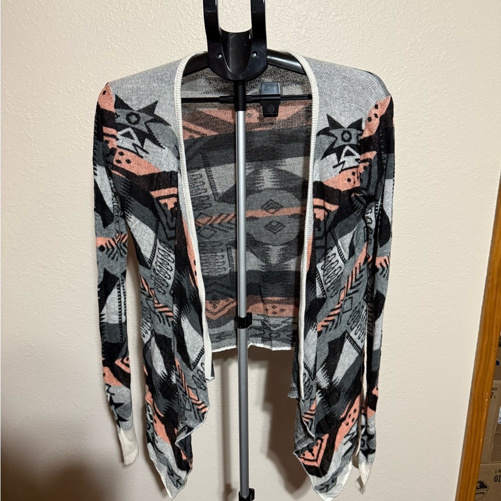 Vanity Black, Gray, and Pink Patterned Cardigan‎